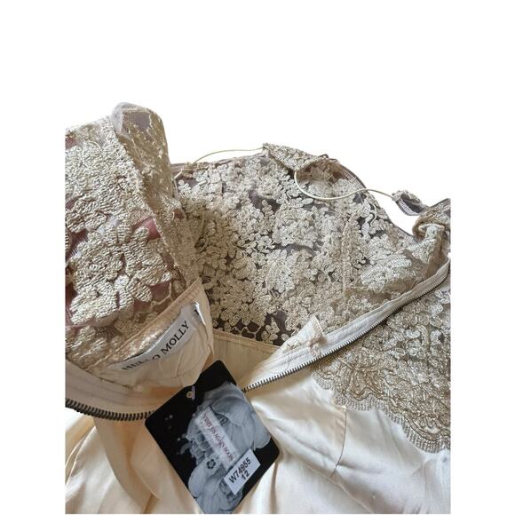 NWT Hello Molly Champagne Satin and Lace Halter Cocktail Dress - Size 12 - Picture 10 of 15